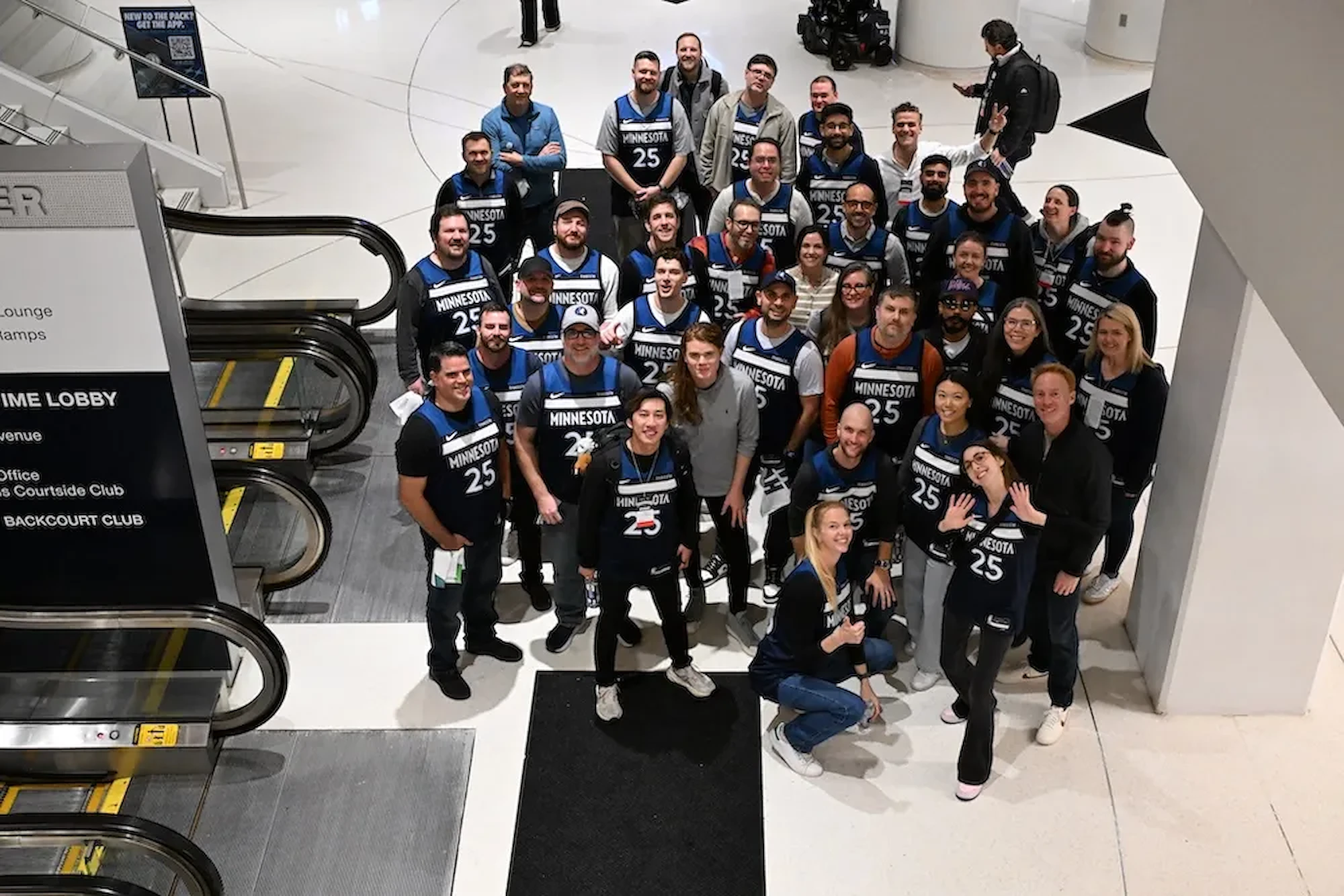 The Jump team wearing Minnesota Timberwolves jerseys